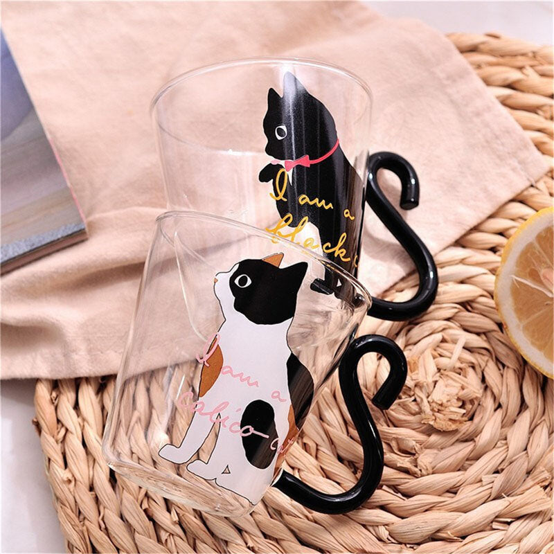 Kitchen Home Cute Cat Glass Juice Coffee