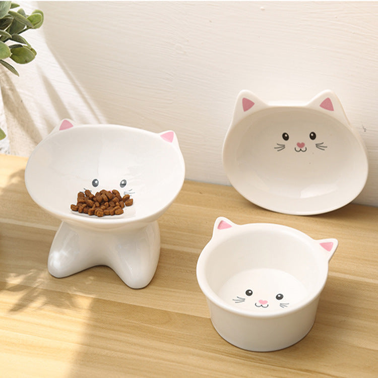 Cat Face Ceramic Pet Bowl