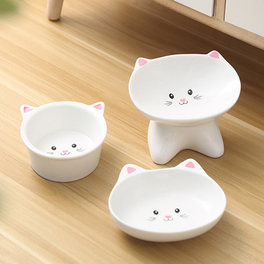 Cat Face Ceramic Pet Bowl