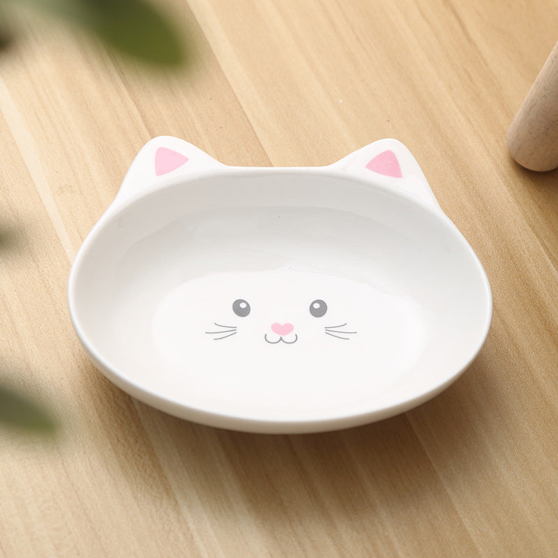 Cat Face Ceramic Pet Bowl