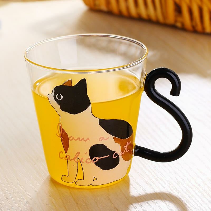 Kitchen Home Cute Cat Glass Juice Coffee