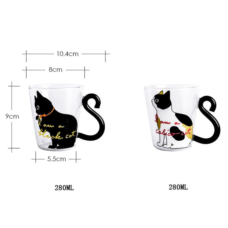 Kitchen Home Cute Cat Glass Juice Coffee