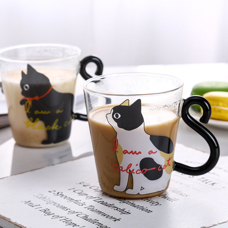 Kitchen Home Cute Cat Glass Juice Coffee