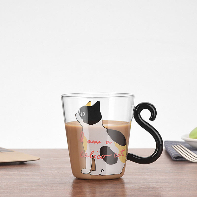 Kitchen Home Cute Cat Glass Juice Coffee